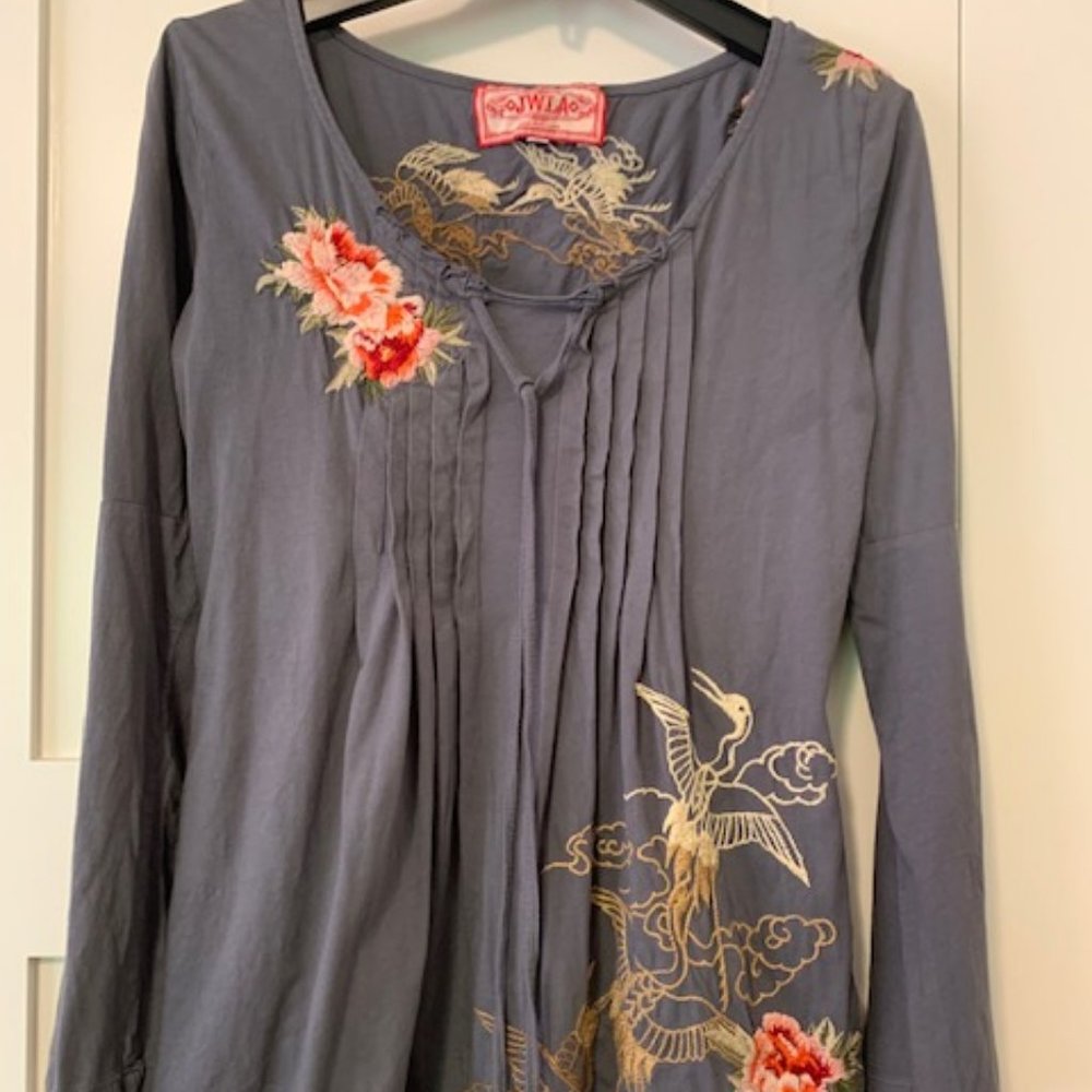 Johnny Was Long Sleeve Embroidered Tunic Style Top - Picture 2 of 8